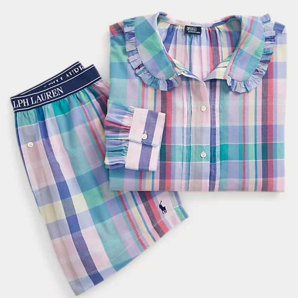 Plaid Cotton Long-Sleeve 2-Piece Pajama Set NEW WITH TAGS